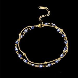 Turkish 18K Gold Evil Eye Anklet